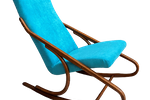 Ton / Thonet Arm Less Rocking Chair In Blue Velvet Upholstery