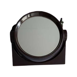 Ronde Vintage Vanity Chocolade Bruin Tafelmodel Spiegel.