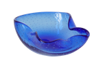 Blue Folded Glass Bowl/ Ashtray Made In Murano, Italy