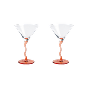 &Klevering Martini Glazen Met Roze Gekrulde Steel – Set Van 2