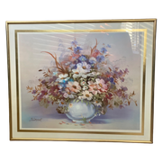 Vintage Bloemen Print In Gouden Lijst (60X50Cm)