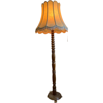 EGLO vloerlamp Lubenham, vintage woonkamerlamp in industrieel ontwerp, staande lamp retro van staal en hout, kleur zwart, bruin, E27 fitting, FSC-gecertificeerd, incl. voetschakelaar