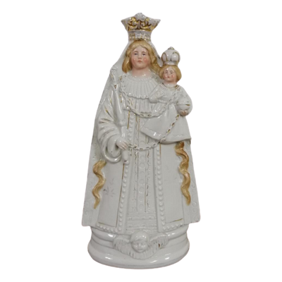 Antiek, Porseleinen Heiligenbeeld Maria Met Kindje Jezus | Beeldje ...
