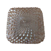 Mid-Century Plafonnière Amberkleurig Geslepen Glas.