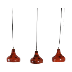 Set Van 3 Keramieken Hanglampen Oranje