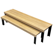 Design Bankjes Eiken Op Staal (Set)