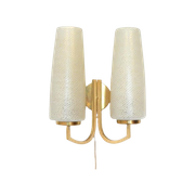 Retro Vintage Wandlamp Lamp Messing Jaren 60 Glas Goud
