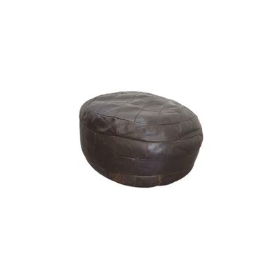 Stylo Culture Ottomaanse Poef Stoffen Stoffen Ottomaanse Cover Zwart Etnisch Geborduurd Patchwork Katoen Traditionele Ronde Poef Ottomaanse Cover (18x18x13 Inch) 45cm
