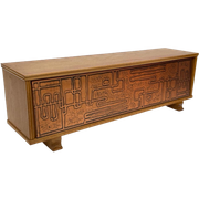 Vintage Dressoir Klepkast Koperen Tekening Jaren 60 Design