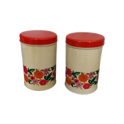 Vintage Blikken Beige Oranje Bloemen Impala 2X