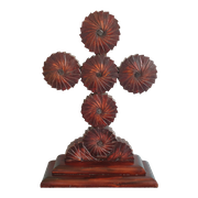 Tramp Art Kruis Crucifix Waaiervormige Cirkels