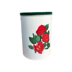 Set Vintage Blikken Met Roos Bloem Motief