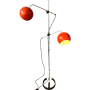 Vintage Rode Vloerlamp - Eyeball - Space Age - Mid Century Staand Licht
