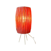 Vintage Raffia Lampje Tripod Roze