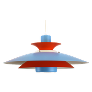 Design Lamp Van Jeka Metaltryk Model Stine - Denemarken 1970 - Volledig Gerestaureerd In Oranje E