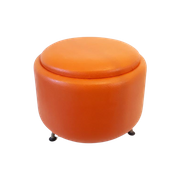 * Vintage Poef Oranje Poef Op Pootjes Retro 70'S Voetenbank