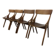 Set Of 4 Danish Arne Hovmand Olsen Dining Chairs 1950’S