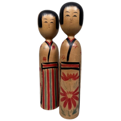 Set Van 2 Vintage Traditionele Kokeshi Kijiyama Familie Prefectuur Akita