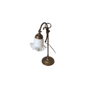 Bureaulamp - Liberty Stijl - Tafellamp - Verstelbaar - Koper Met Opalineglas.