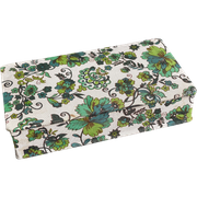 Vintage Rechthoekige Stofdoos, Groene Bloemen