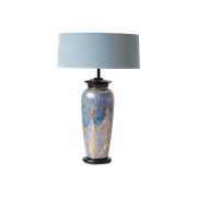 1980'S Ceramic Table Lamp With Blue Shade
