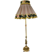 Vintage Vloerlamp Onyx Met Grote Originele Kap