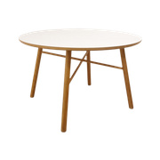 Ronde Eettafel | Deens Design | Wit Blad | Eiken Onderstel
