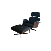 Marcel Olsen Mo-90 Black Leather Lounge Chair & Footrest
