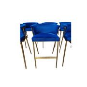 6X Blauwe Velvet Barstoel