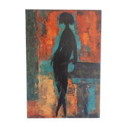 Reuther Nu Au Piano Print Op Hardbord Retro Schilderij