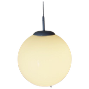 Grote Witte Vintage Bollamp Schoollamp Opaline Glas