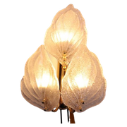 Vintage Novaresi Italy Murano 3 Bladeren Wandlamp