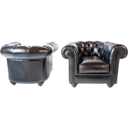 2 X Chesterfield Club Fauteuils Zwart