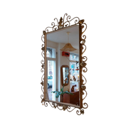 Vintage Rechthoekig Deknudt Spiegel Wandspiegel Messing
