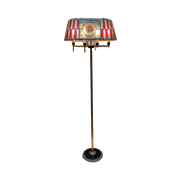 Antieke Vloerlamp Met Glas-In-Lood Kap