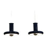 Prachtig Paar Donkerblauwe Hans Due Lampen - Model Optima - Nordic Design| Lampje Uit De Jaren 70