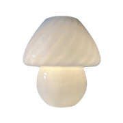 Vintage Mushroom Lamp, Wit Geblazen Glas - Gestreept | Kerst