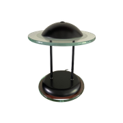 Moderne Vintage Tafellamp Van Zwart Metaal Met Glas. Postmoderne Strakke Lamp Ufo. Gemaakt Door H