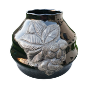 Doyen - Verrerie Doyen - Vase Art Déco - Verre Hyalite - Dessus Étain