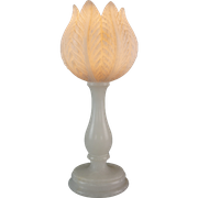 Sfeervolle Franse Albast Marmeren Tafellamp, Tulp