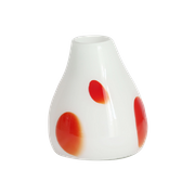 Design Murano Wit Met Oranje/Rode Polka Dot Retro Mondgeblazen Vaas, Jaren '70 - Tnc2