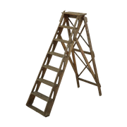 Antieke Houten Karaktervolle Ladder Trapladder Jaren 20 Plantenstandaard 135Cm