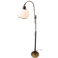 Vintage Art Deco Vloerlamp Messing Brass En Glazen Kap