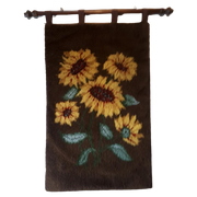 * Vintage Wandkleed Smyrna Wollen Kleed Zonnebloemen