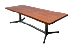 Elongated Teak Coffee Table With Metal Base