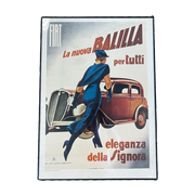 Vintage Poster In Lijst 50X70Cm - Fiat La Nuova Balilla Per Tutti