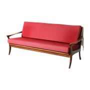 Vintage 3-Zits Bank Met Teakhouten Frame Van De Ster Gelderland Gemaakt In De Jaren '50