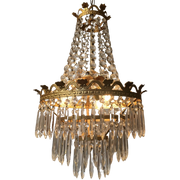 Zakkroonluchter Hanglamp Frans Kristal Vintage Goud