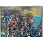 Schilderij ‘Drunken City’ Incl Stalen Frame
