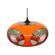 Space Age Bug Eye Ufo Ceiling Lamp *** Massive Belgium *** Orange Color *** 1970'S *** Rare